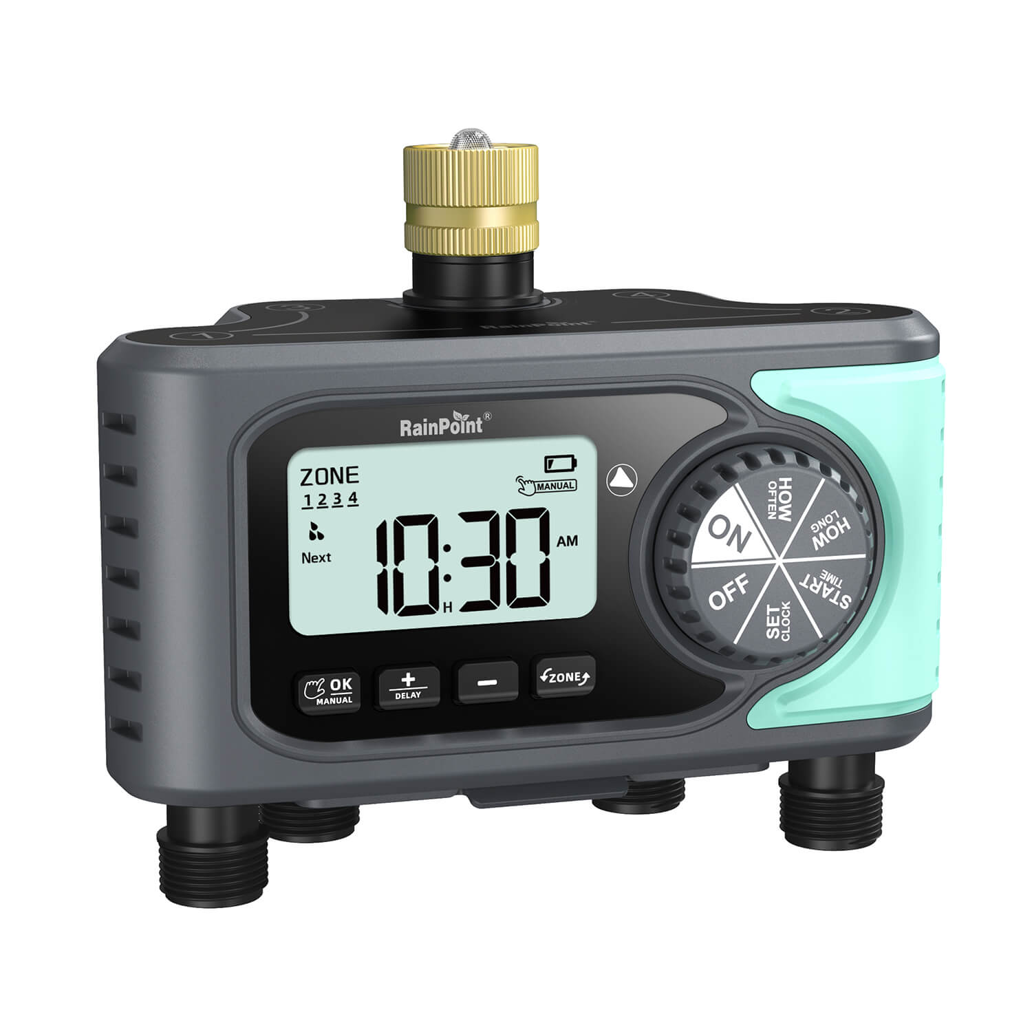 RainPoint Sprinkler Timer, 4 Outlets Hose Timer with Brass Inlet