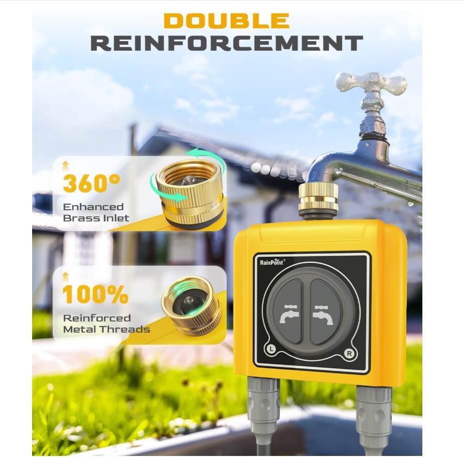 RainPoint Sprinkler Timer WiFi Water Timer with Brass Inlet, APP &amp; Voice Control