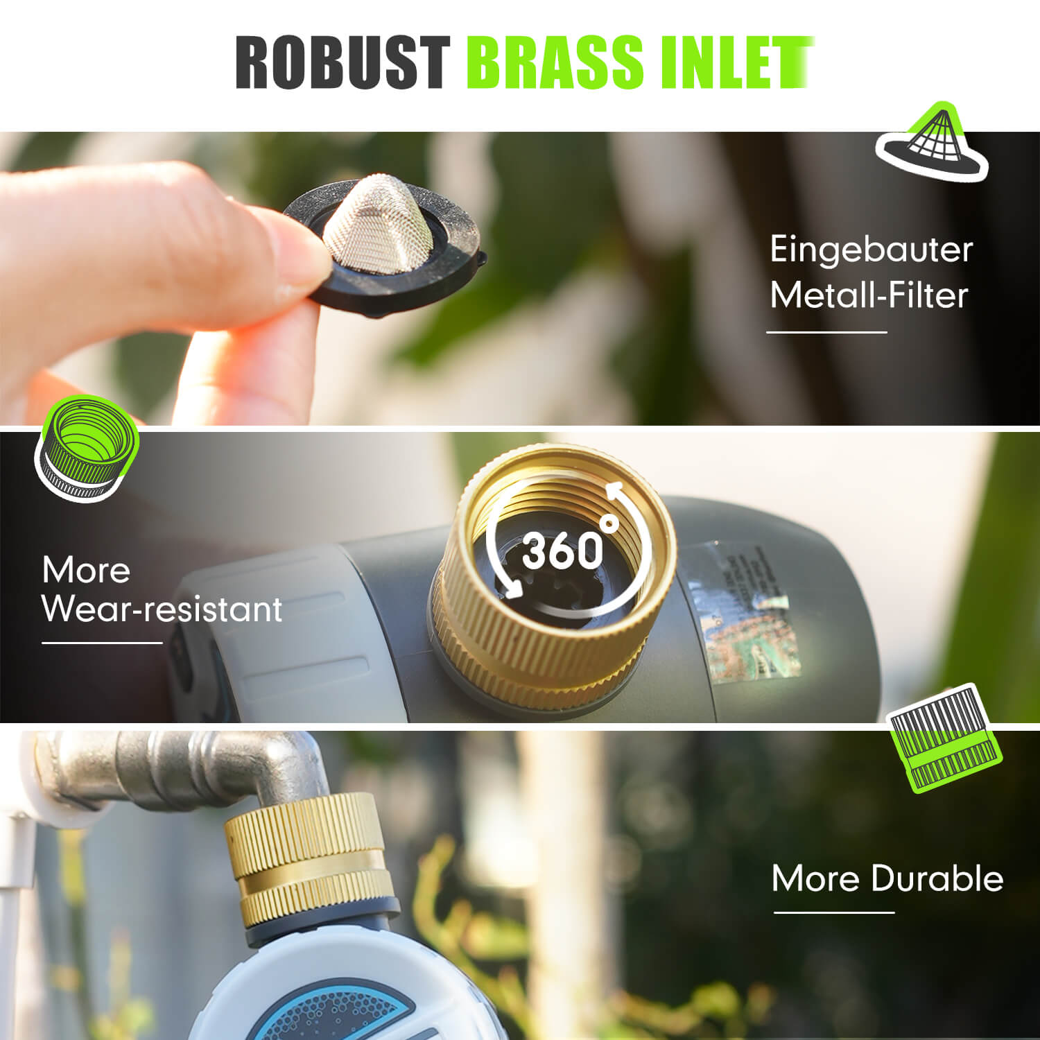 RainPoint Bluetooth Hose Timer with Brass Inlet