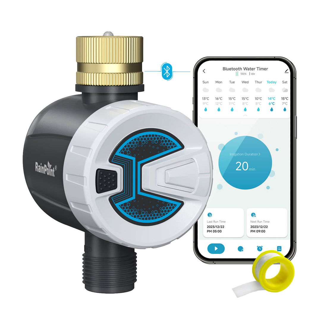 RainPoint Bluetooth Hose Timer with Brass Inlet