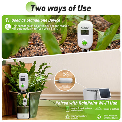 RainPoint Digital Wireless Plant Moisture Meter Houseplant Indoor with Low/High Moisture Alert