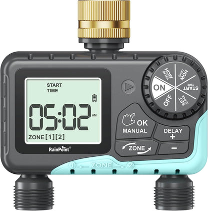 RainPoint Water Timer for Garden Hose - Sprinkler Timer with Brass Swivel, 2 Outlet