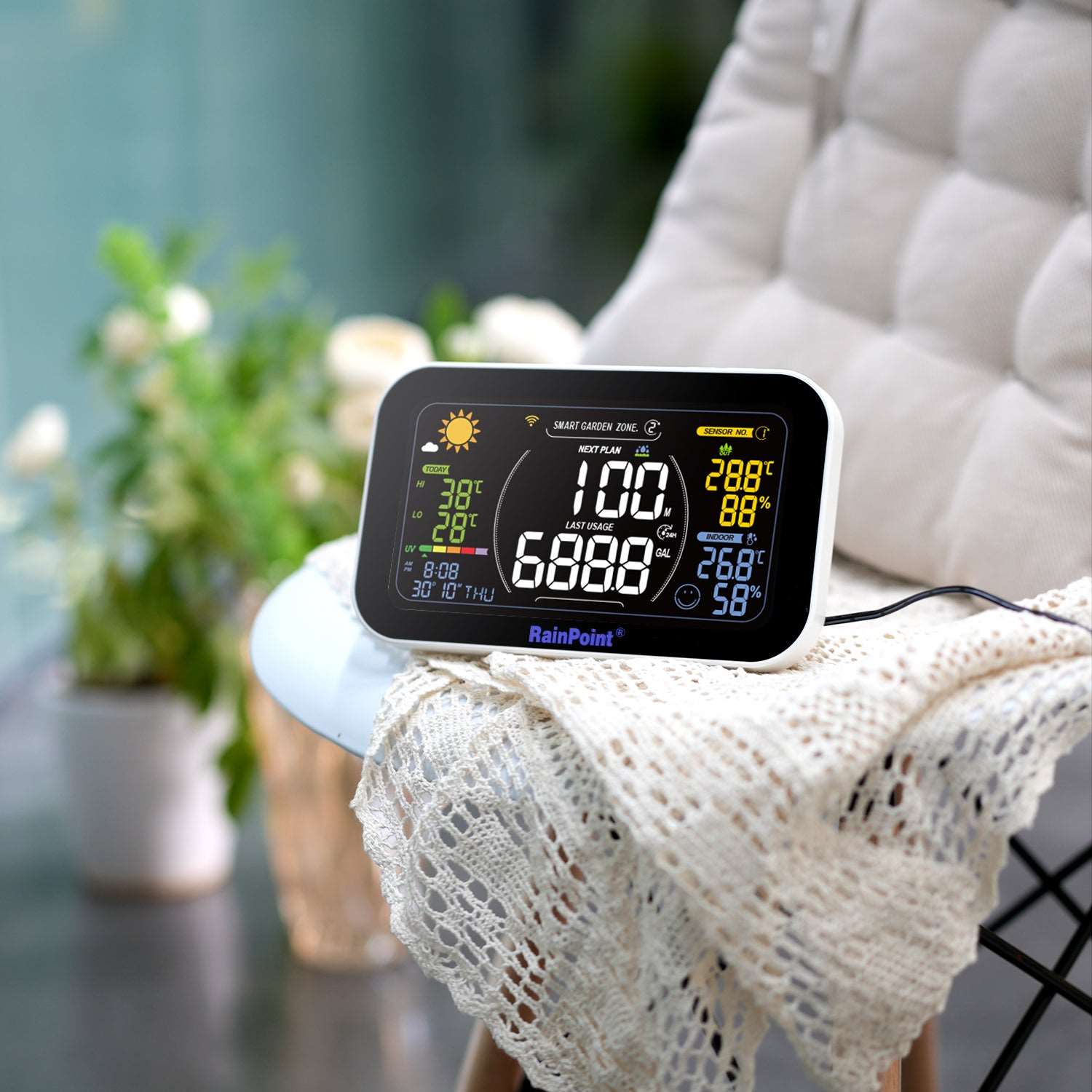 Smart Water Timer with Wi-Fi Weather Station Hub for Garden
