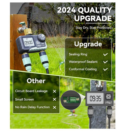 RainPoint 2 Zone Sprinkler Timer with Brass Inlet and Outlet